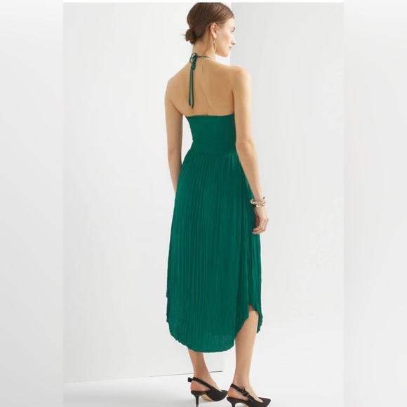 New White House Black Market Elegant Green Halter Strapless Tie Waist Dress - Picture 5 of 6